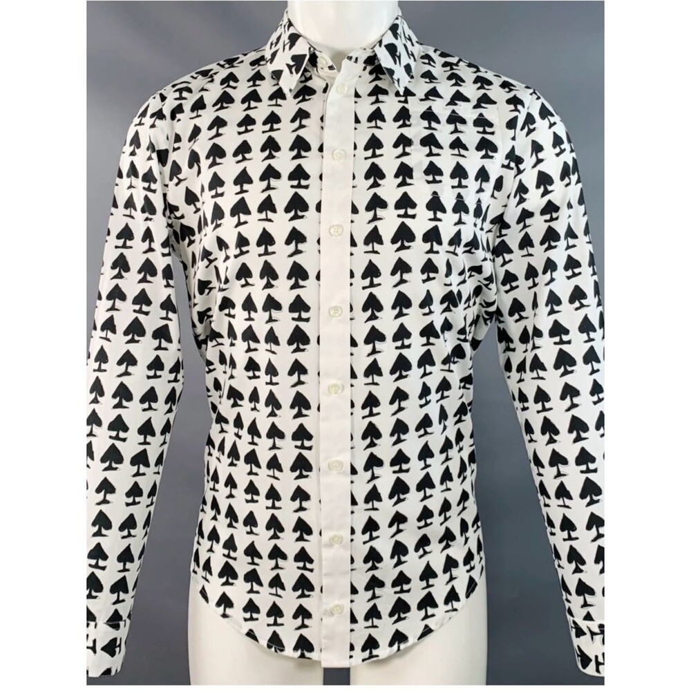 Peter Jensen Men's Black & White Spade-Print Button-Down Shirt